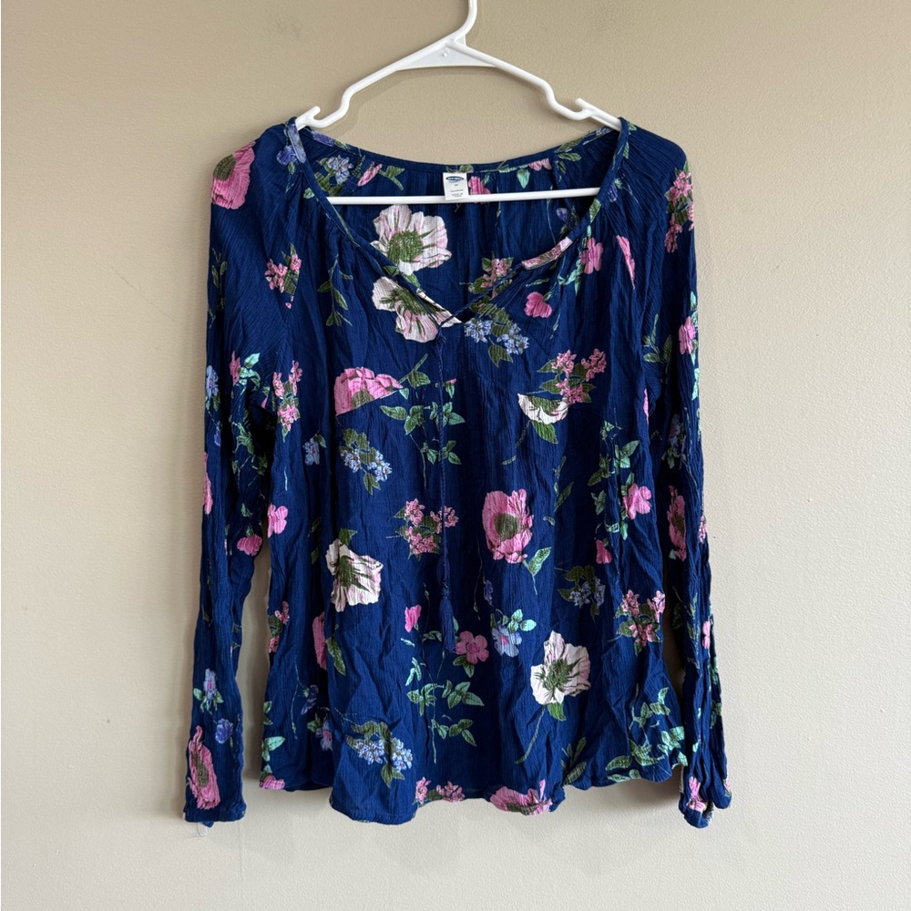 Old Navy Blue Floral Blouse